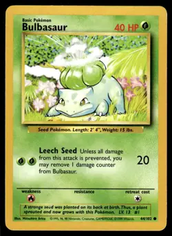 Bulbasaur 44/102 - Base Set Unlimited - Common MP - Image 1