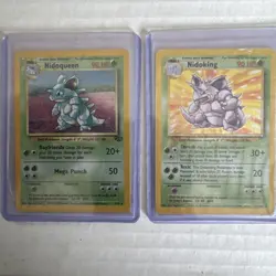 Nidoking 11/102 and Nidoqueen 7/64 Holo Rare Base Set Unlimited Pokemon 🔥 - Image 1