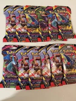 Pokemon TCG PHANTASMAL FLAMES Sleeved Booster Packs New Sealed Lot of 12 Packs - Image 1