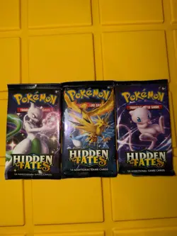 🔥 Pokemon S&M Hidden Fates 3 Booster Packs TCG New Factory Sealed - Image 1