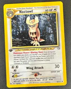 Pokemon 2000 Neo Genesis 1st Edition NOCTOWL 42/111 NM - never played - Image 1