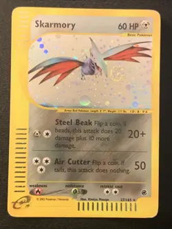 Pokemon TCG WOTC Card e-Series Skarmory Expedition Set Holo #27/165 LP Swirl! - Image 1
