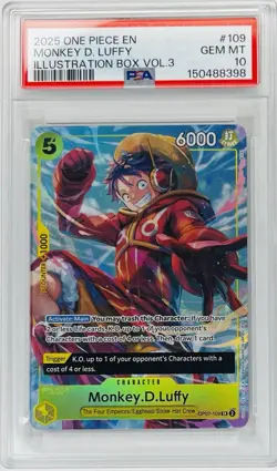 2025 One Piece Illustration Box Vol.3 Promo Monkey D. Luffy #109 PSA 10 GEM MINT - Image 1