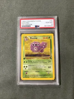 Pokemon Fossil 1999 Weezing 45/62 1st Edition Card PSA GEM MINT 10 Vintage - Image 1