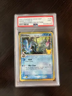 2021 Pokemon SWSH Black Star Promo Celebrations Mimikyu-Holo Card #136, PSA 9 - Image 1