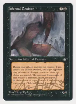 Gold Signed Infernal Denizen LP Ice Age Artist Drew Tucker MTG Reserved List! - Image 1