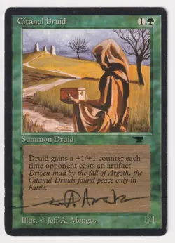 Signed Citanul Druid HP Antiquities Artist Jeff A Menges MTG Magic Reserved List - Image 1