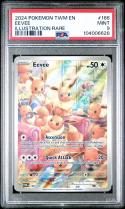 EEVEE 188/167 PSA 9 TWILIGHT MASQUERADE ILLUSTRATION RARE POKEMON CARD ENGLISH - Image 1