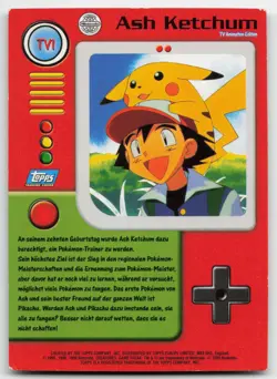 TV1 Ash - 1999 Topps TV Animation - DE - EXC - Pokemon - Image 2