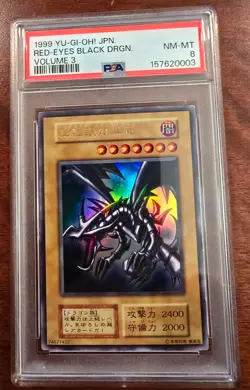 1999 Yugioh PSA 8 Red Eyes Black Dragon - Image 1