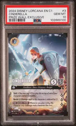 DISNEY LORCANA EN C1-LORCANA CHALLENGE PROMO #3 CINDERELLA - STOUTHEARTED PSA 10 - Image 1