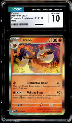 CGC 10 GEM MINT Flareon 013/131 HOLO RARE Prismatic Evolutions Pokemon Card - Image 2