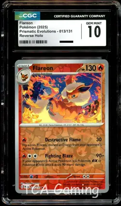CGC 10 GEM MINT Flareon 013/131 REVERSE HOLO Prismatic Evolutions Pokemon Card - Image 1