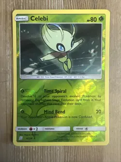 Celebi - 4/236 - Pokemon Unified Minds Sun & Moon Reverse Holo Rare Card NM - Image 1