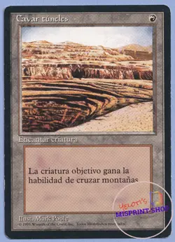 Burrowing Mtg MISPRINT. Printed with Strip Mine picture and background. Spanish - Image 1