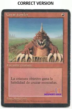 Burrowing Mtg MISPRINT. Printed with Strip Mine picture and background. Spanish - Image 3
