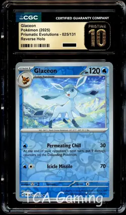 CGC 10 PRISTINE Glaceon 025/131 REVERSE HOLO Prismatic Evolutions Pokemon Card - Image 1