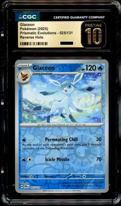 CGC 10 PRISTINE Glaceon 025/131 REVERSE HOLO Prismatic Evolutions Pokemon Card - Image 2