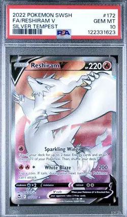Pokemon SWSH 2022 FA/Reshiram v Silver Tempest #172 PSA 10 MINT ULTRA RARE - Image 1