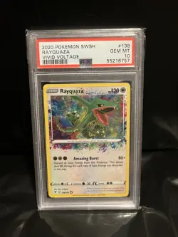PSA 10 GEM MINT Rayquaza Vivid Voltage Amazing Rare Holo 2020 Pokemon 138/185 - Image 1