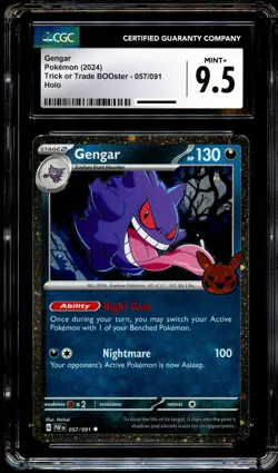 CGC 9.5 MINT+ Gengar 057/091 COSMOS HOLO Trick or Trade Pokemon Card - Image 2