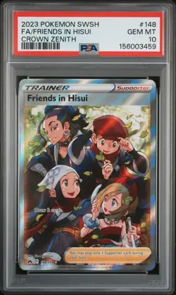 2023 POKEMON SWORD & SHIELD CROWN ZENITH #148 FULL ART/FRIENDS IN HISUI PSA 10 - Image 1
