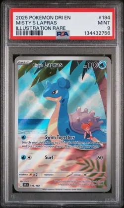 2025 Pokemon Destined Rivals 194/182 Misty's Lapras Illustration Rare PSA 9 - Image 1