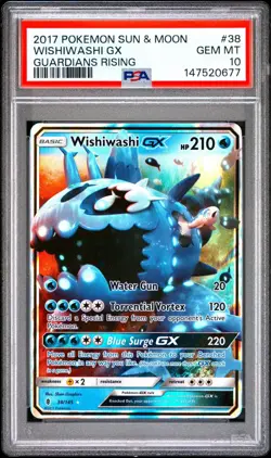 2017 POKEMON English SUN & MOON Guardians Rising #38 WISHIWASHI GX PSA 10 - Image 1