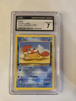 Pokemon Krabby 51/62 Fossil 1st Edition CGC 7 Regular Common Basic 50HP - Image 1