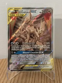 Pokemon Cosmic Eclipse Arceus Dialga Palkia GX Tag Team 221/236 Alt Art NM - Image 1