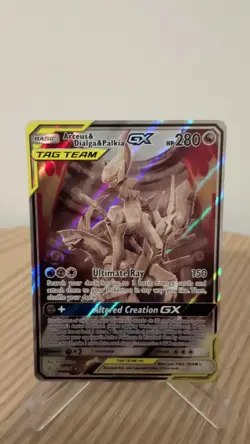 Pokemon Cosmic Eclipse Arceus Dialga Palkia GX Tag Team 221/236 Alt Art NM - Image 2