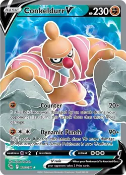 Conkeldurr V (Full Art) Holo Ultra Rare Pokemon GO 073/078 NM - Image 1