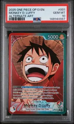 2025 ONE PIECE OP13-CARRYING ON HIS WILL #001 MONKEY D. LUFFY ALTERNATE - PSA 10 - Image 1