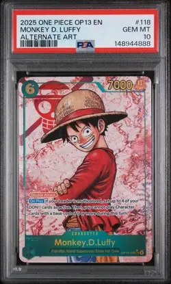2025 ONE PIECE OP13-CARRYING ON HIS WILL #118 MONKEY D. LUFFY ALTERNATE - PSA 10 - Image 1