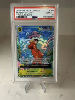 One Piece 2024 Monkey D. Luffy TR Foil OP08-109 PSA 10 Treasure Rare - Image 1
