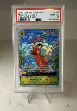 One Piece 2024 Monkey D. Luffy TR Foil OP08-109 PSA 10 Treasure Rare - Image 2