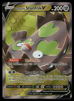 Pokemon Cards Galarian Stunfisk V 184/189 Darkness Ablaze Ultra Rare NM - Image 1