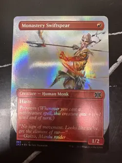 MTG FOIL BORDERLESS MONASTERY SWIFTSPEAR DOUBLE MASTERS NM 362 - Image 1