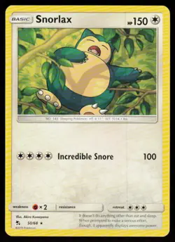 Snorlax 50/68 Rare Hidden Fates Pokemon Near Mint - Image 1