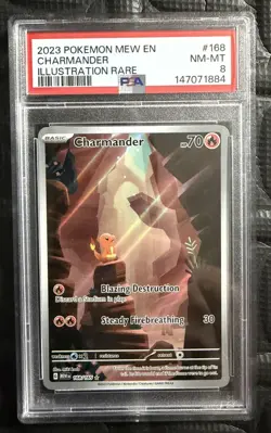 2023 Charmander 168/165 MEW Pokemon 151 PSA 8 Near Mint Illustration Rare - Image 1