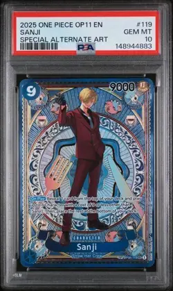 2025 ONE PIECE OP11-A FIST OF DIVINE SPEED #119 SANJI SP - PSA 10 - Image 1