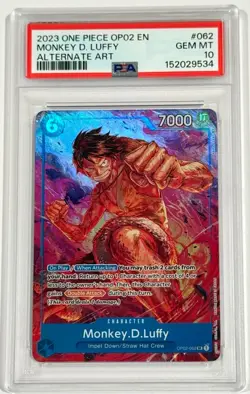 2023 One Piece Monkey D. Luffy OP02-062 Paramount War Alt Art SR PSA 10 English - Image 1