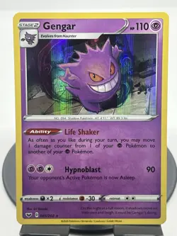 Pokemon TCG Gengar 085/202 Sword and Shield Base Set Holo NM - Image 1