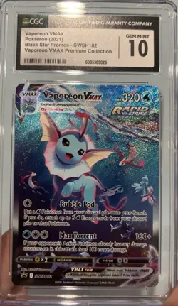 Vaporeon VMAX Pokemon CGC 10 Black Star Promo SW8W182 🌊 - Image 1