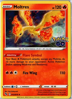 Pokemon Card - Moltres 012/078 - Pokemon GO Holo Rare Holo NM - Image 1