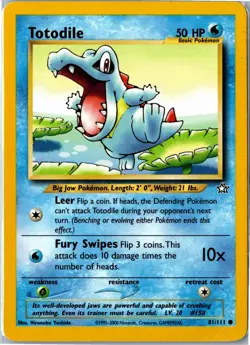 Pokemon Card - Totodile 81/111 Neo Genesis Common Moderately Played - Image 1