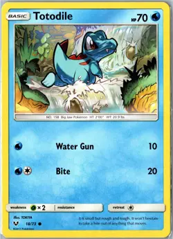 Pokemon Card - Totodile 18/73 Shining Legends 2017 Common Heavily Played - Image 1