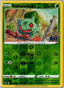 Pokemon Card - Bulbasaur Pokemon GO 001/078 2022 Common Reverse Holo Near Mint - Image 1