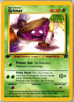 Pokemon Card - Grimer Team Rocket 57/82 2000 Common 1st Edition MP - Image 1
