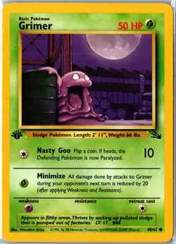 Pokemon Card - Grimer Fossil 48/62 1999 Common 1st Edition Heavily Played - Image 1